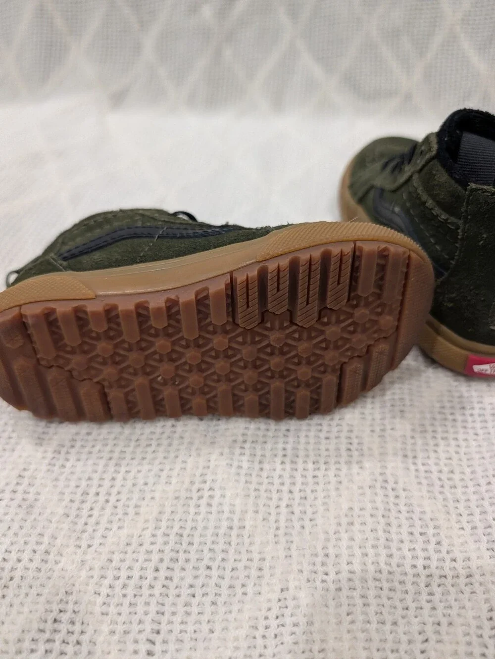 Vans Kids High-Top Sneakers in Olive Green with Gum Sole